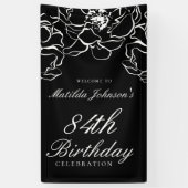 フローラ白黒誕生日パーティーへようこそ 横断幕 (縦)