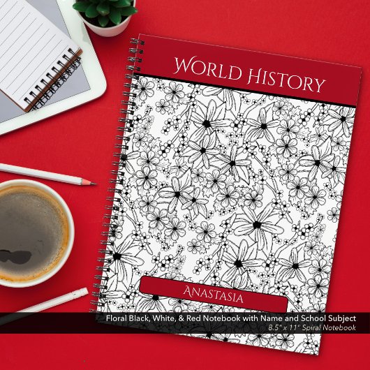 フローラ白黒赤名学校の科目 ノートブック