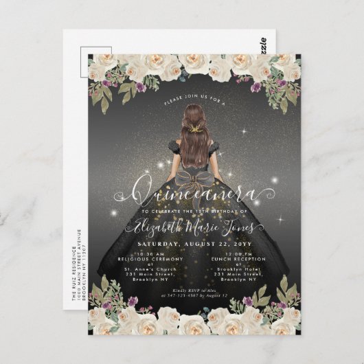 フローラ白黒金ゴールドグラムプリンセスキンセアニェラ ポストカード (正面/裏面)