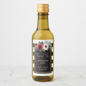 フローラ白黒金ゴールドマゼンタ結婚式の引き出物ミニ ワインラベル (正面)