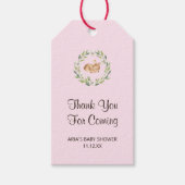 フローラ眠っている鹿の女の子の赤ちゃんシャワーの好意 ギフトタグ (正面)