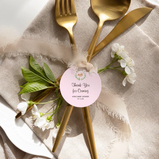 フローラ眠っている鹿の女の子の赤ちゃんシャワーの好意 ラウンドシール