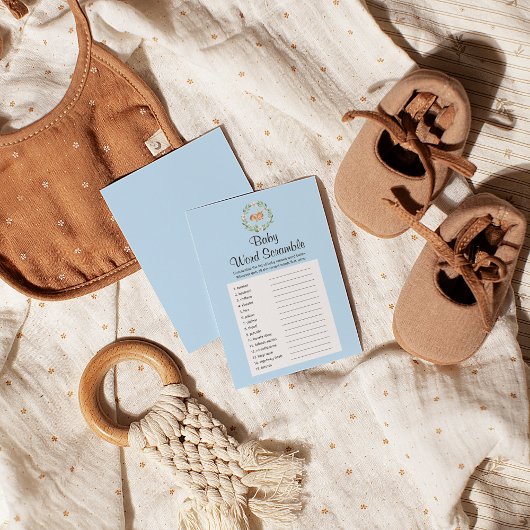 フローラ眠っている鹿の少年ベビー単語スクランブルゲーム チラシ