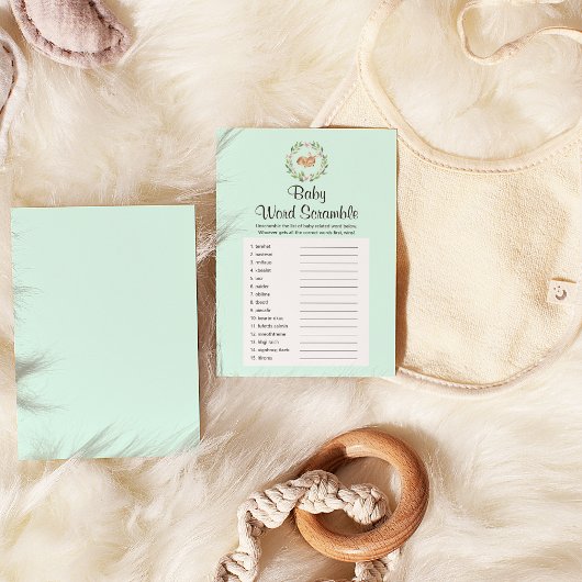 フローラ眠りシカグリーンベビーワードスクランブルゲーム チラシ