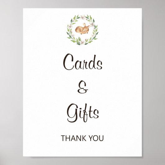 フローラ眠る鹿のカードとギフトサイン ポスター (正面)