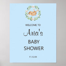 フローラ眠る鹿の男の子シャワー歓迎サイン