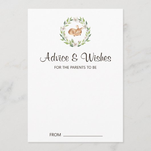 フローラ眠る鹿ベビーシャワーアドバイスカード アドバイスカード (正面)