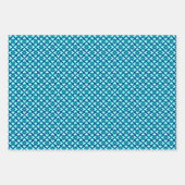 フローラ着物プリント、ターコイズ、淡橙 ラッピングペーパーシート (正面)