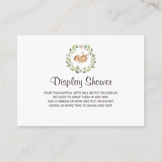 フローラ睡眠鹿ベビー表示シャワー エンクロージャーカード (正面)