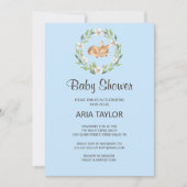 フローラ睡眠鹿ボーイベビーシャワー招待状 招待状 (正面)