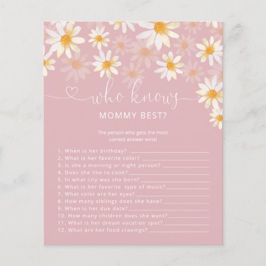 フローラ知っているママ最高の赤ん坊シャワーのゲーム (正面)