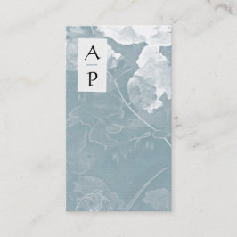 *~*フローラ石板ブルーフラワーカラーQRロゴ写真  名刺