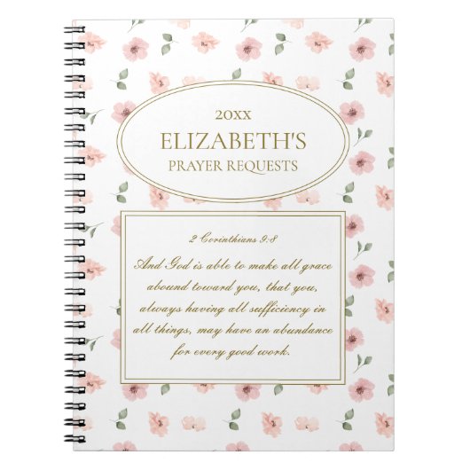 フローラ祈りの言葉要求仕訳帳 ノートブック (正面)