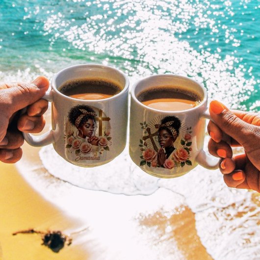 フローラ祈クリスチャン黒人女性 コーヒーマグカップ