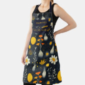 フローラ禅キッチン衣服 – ダークブルーとゴールデン エプロン (インサイチュ)