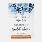 フローラ私が行う前に何か青いブライダルシャワー アクリルサイン (正面)