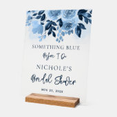 フローラ私が行う前に何か青いブライダルシャワー アクリルサイン (傾斜)