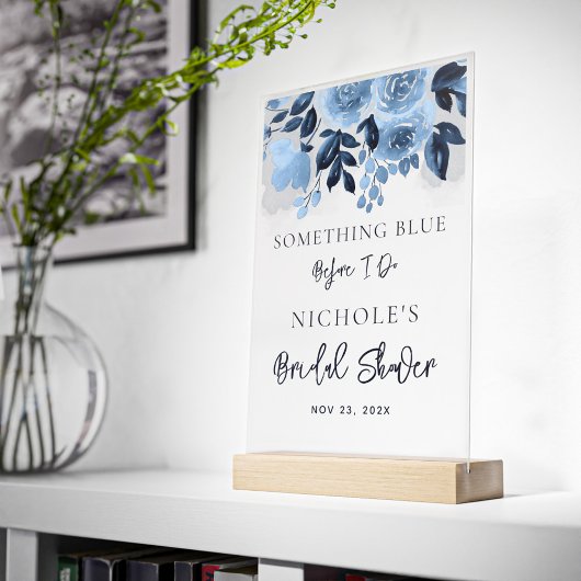 フローラ私が行う前に何か青いブライダルシャワー アクリルサイン