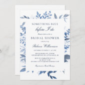 フローラ私が行う前に何か青いブライダルシャワー 招待状 (正面/裏面)