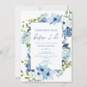 フローラ私が行う前に何か青いブライダルシャワー 招待状 (正面)