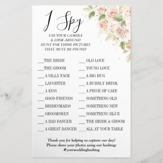 フローラ私はスパイ結婚式のレセプションゲームカード チラシ (正面)