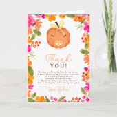 フローラ秋かわいいカボチャの赤ちゃんシャワー サンキューカード (正面)
