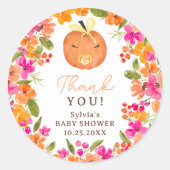 フローラ秋かわいいカボチャの赤ちゃんシャワー ラウンドシール (正面)