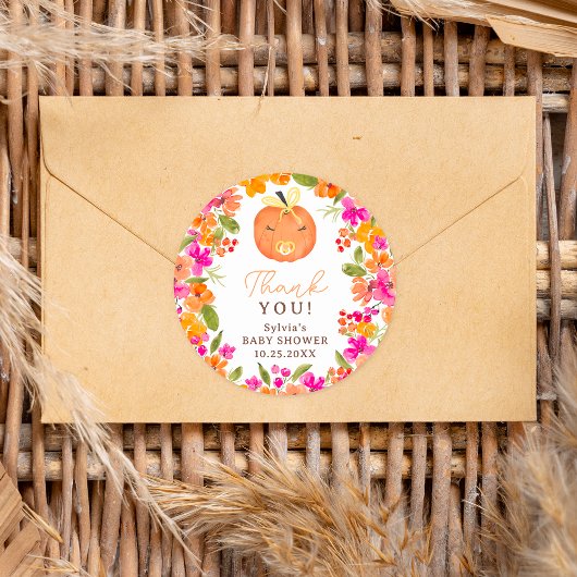 フローラ秋かわいいカボチャの赤ちゃんシャワー ラウンドシール