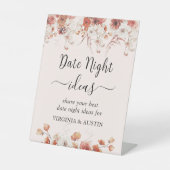 フローラ秋のブライダルシャワー日付の夜のアイディア標識 台座サイン (正面)