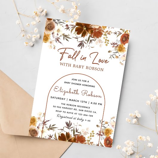フローラ秋の愛の素朴な秋のベビーシャワー 招待状
