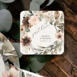 フローラ秋の秋の葉にミュートBOHO 結婚's スクエアシール