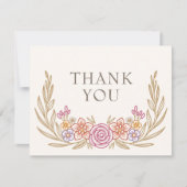 フローラ秋の秋ワイルドフラワー結婚ズ サンキューカード (正面)