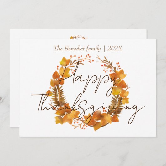 フローラ秋の紅葉幸せな感謝祭 シーズンカード (正面/裏面)