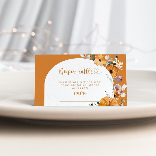 フローラ秋アーチカボンプキンおむつラッフルチケット エンクロージャーカード