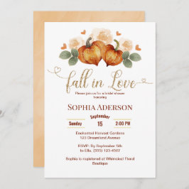 フローラ秋インラブパンプキンハートブライダルシャワー 招待状