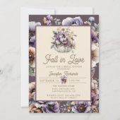 フローラ秋インラブパープルブライダルシャワー 招待状 (正面)