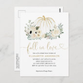 フローラ秋インラブホワイトパンプキンブライダルシャワー ポストカード (正面/裏面)