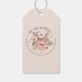 フローラ秋ウォーターカラーブラック赤面ピンクローズ金ゴールド ギフトタグ (裏面)