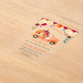 フローラ秋カボチャートラック赤ちゃんシャワー アクリル招待状 (レイダウン)