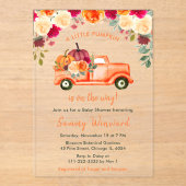 フローラ秋カボチャートラック赤ちゃんシャワー アクリル招待状 (正面)