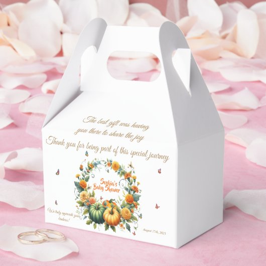 フローラ秋グリーンオレンジカボチャ赤ちゃんシャワー フェイバーボックス (ウェディング)