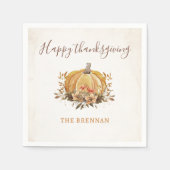 フローラ秋パンプキンサンクスギビングディナーナプキンズ スタンダードカクテルナプキン (正面)