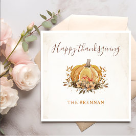 フローラ秋パンプキンサンクスギビングディナーナプキンズ スタンダードカクテルナプキン