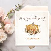 フローラ秋パンプキンサンクスギビングディナーナプキンズ スタンダードカクテルナプキン