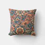 フローラ秋ピーチ&ブルー開花 クッション (正面)