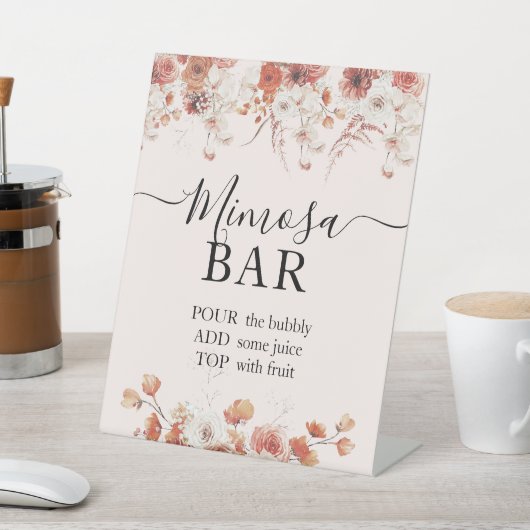 フローラ秋ブライダルシャワーミモサバー標識 台座サイン (インサイチュ)