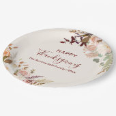 フローラ秋ボタニカルハッピーサンクスギビング ペーパープレート (アングル)