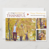 フローラ秋モダンハッピー感謝祭の家族の写真 シーズンカード (正面)