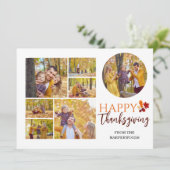 フローラ秋モダンハッピー感謝祭の家族の写真 シーズンカード (スタンド正面)