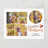 フローラ秋モダンハッピー感謝祭の家族の写真 シーズンポストカード (正面)